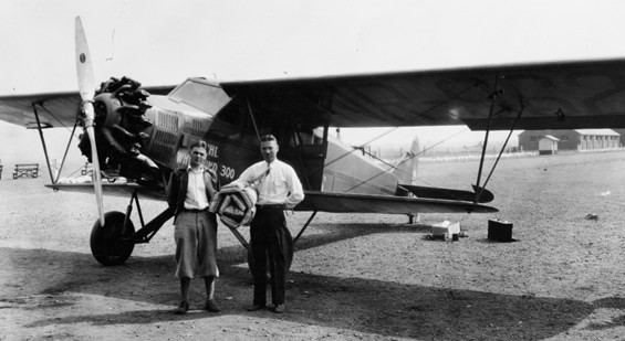 Art Walker (L) and Nick Mamer in front of special Buhl CA-6 Airsedan.