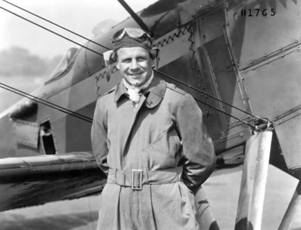 Lt. Jimmy Doolittle with Curtiss P-1 Hawk. (National Museum of the United States Air Force)