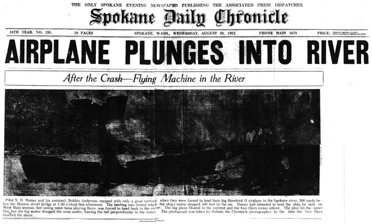 The front page of the Aug. 30, 1922 Spokane Daily Chronicle
